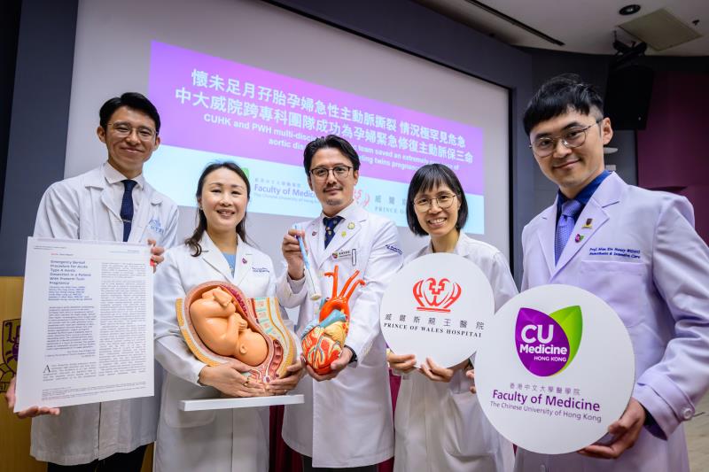 From left: Dr Clarence Hui-Wah Chan, Prof Liona Chiu-Yee Poon, Prof Randolph Hung-Leung Wong, Dr Man-Ling Lai, and Dr Henry M